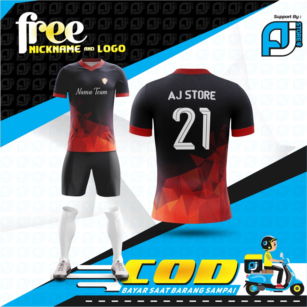 Setelan Jersey Baju Sepak Bola Dan Futsal Full Printing Custom Nama Logo Tim