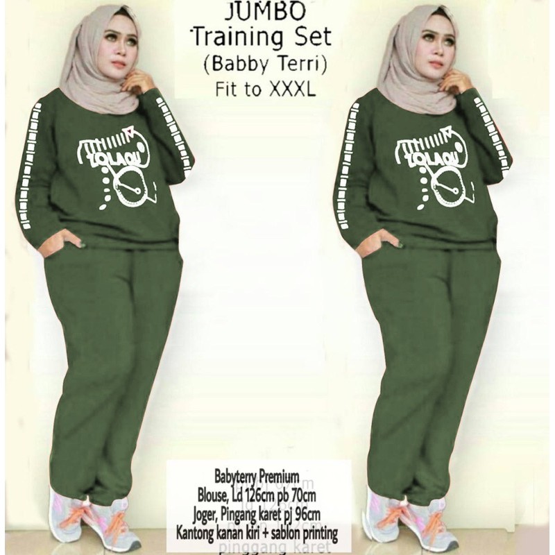 ZR Jombo training set / Stelan Jogger wanita Jumbo / Stelan Big Size