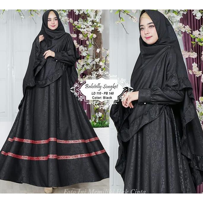 BAJU GAMIS SYARI SYARII MUSLIM BALOTELLY IMPOR HITAM GAMIS KONDANGAN