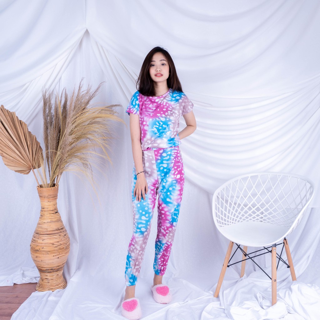 VS - SET WANITA NESYA TIE DYE SET PANTS  Baju Tidur Tie Dye Set / Daily Set / Piyama Kemeja Set