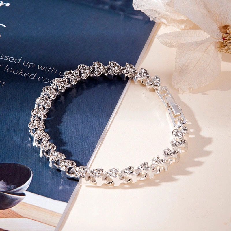 Gelang Bahan Alloy Aksen Berlian Imitasi Untuk Wanita