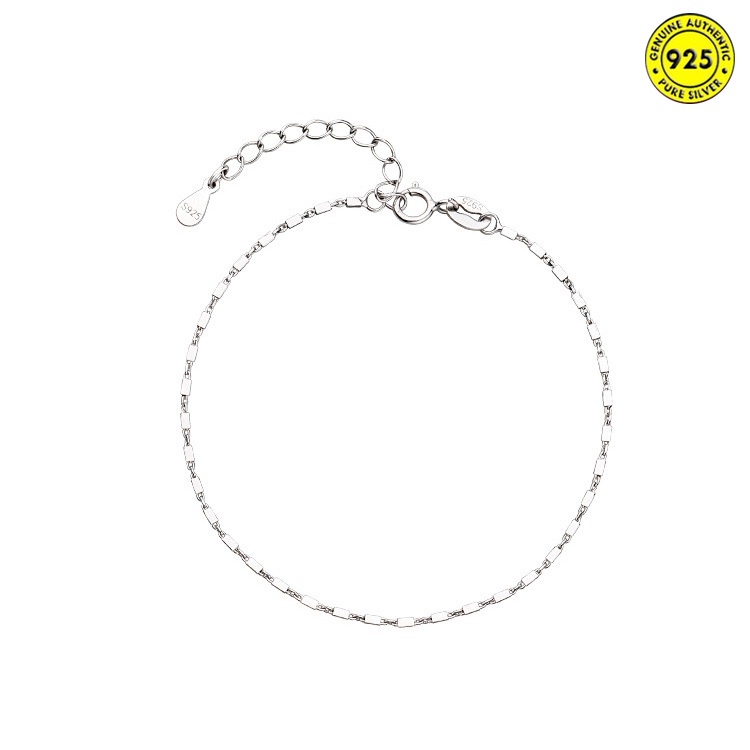 Gelang Tangan Rantai Sterling Silver 925 Motif Geometri Hollow Elegan Retro Untuk Wanita