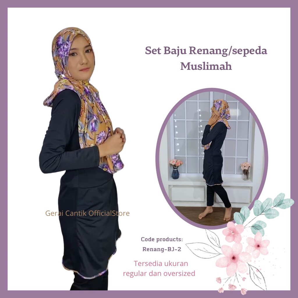 Setelan pakaian renang muslimah juga baju bersepeda