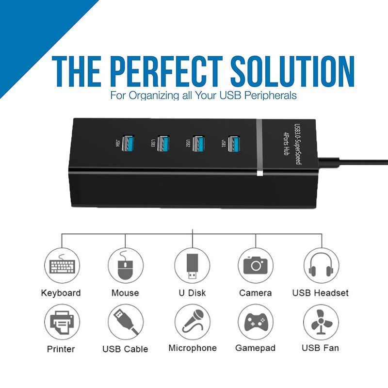 High Speed 4 Ports USB HUB 3.0 Adapter aksesoris kompute computer cabang USB spliter split 4 Ports 2.0 3.0 USB HUB Splitter High Speed Multi Splitter USB Adapter Expander Cable For Desktop PC Laptop Adapter USB HUB