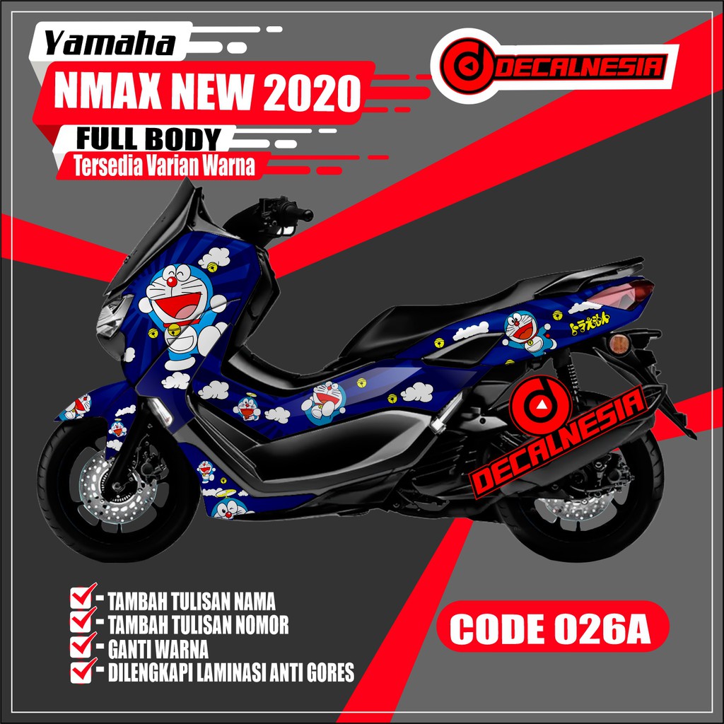Decal Stiker Full Body Motor Yamaha Nmax New 2020 facelift Modifikasi Variasi Motif Doraemon