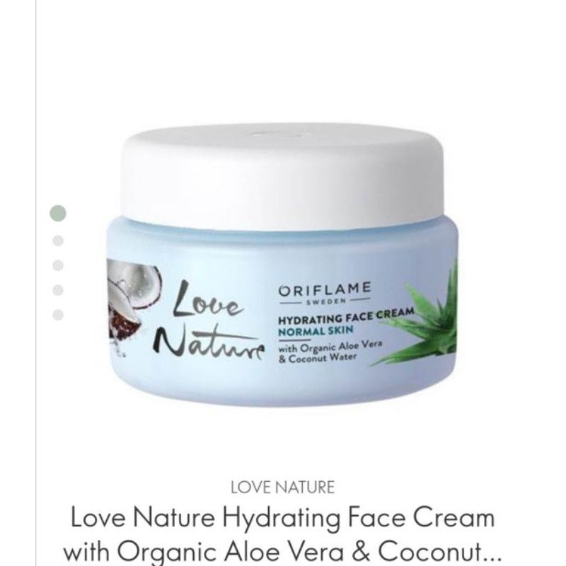 love nature hydrating f@ce crem with organic aloevera &amp; coconut water