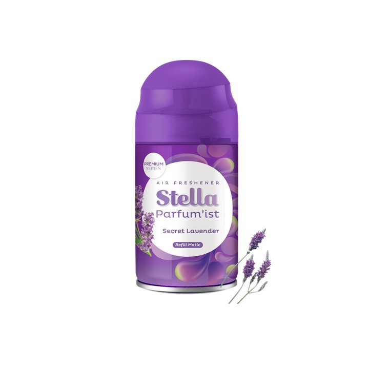 Stella reffil matic spray 225 ml Lavender+ stella aerosol 140 ml japanese sakura/ isi ulang stella matic box - lavender