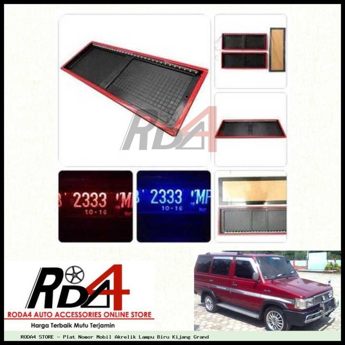 Plat Nomor Mobil Akrelik Lampu Biru Kijang Grand