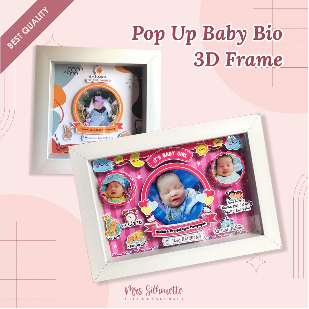 BIODATA BAYI POP UP 3D / PACKAGING BOX / HAMPERS / KADO ANAK / MELAHIRKAN / SAHABAT