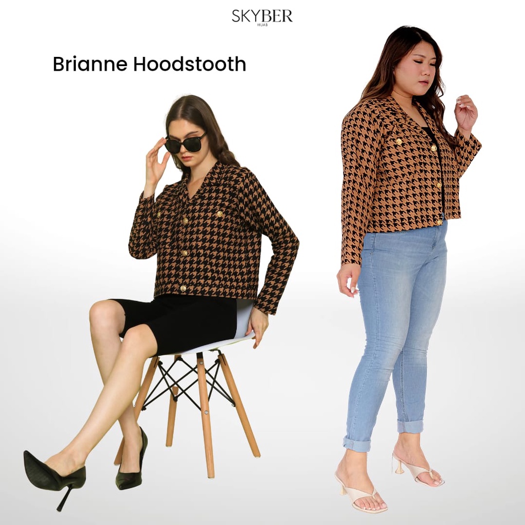 Crop Blazer Brianne Hoodstooth Ada Ukuran SUPER JUMBO Premium by SkyberHijab