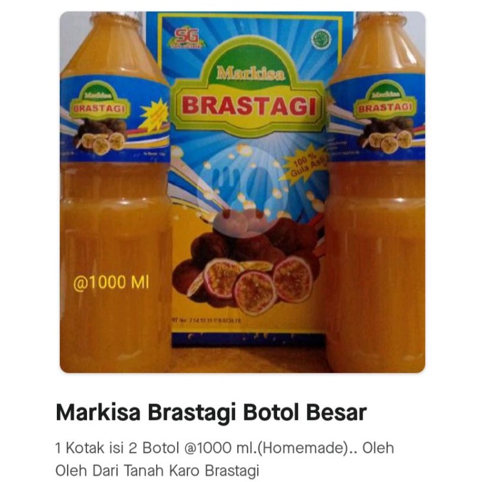 

SIRUP MARKISA MERK BRASTAGI UKURAN 1000 ml ( Isi 2 Botol )