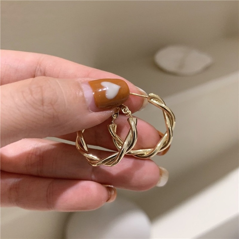 We Flower Korean Geometric Twisted Hoop Earrings for Women Chic Fashion Ear Jewelry