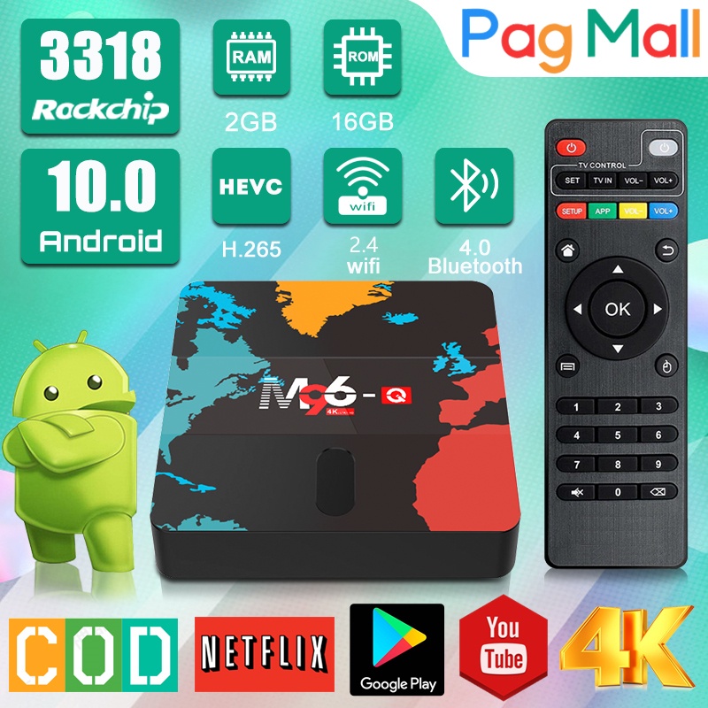 STB TV Box Android M96-Q 4K HD mart Tv Box Ram 2GB Rom 16GB Tv Box Android 10.0 5G WIFI Bluetooth