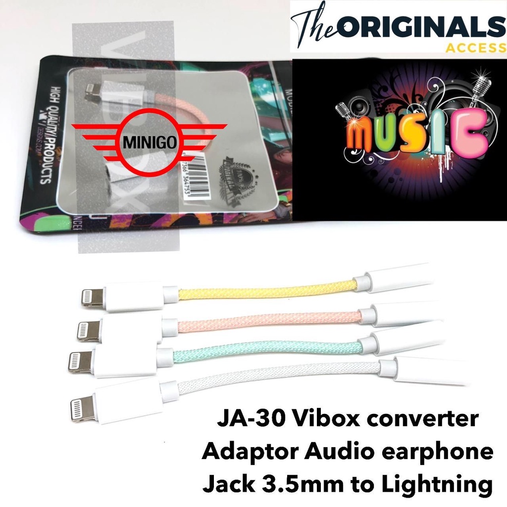 PROMO CONVERTER LIGHTNING TO AUDIO JACK ADAPTER MODEL JA30 (CONNECT BT ) KABEL WARNA MACARON CANDY