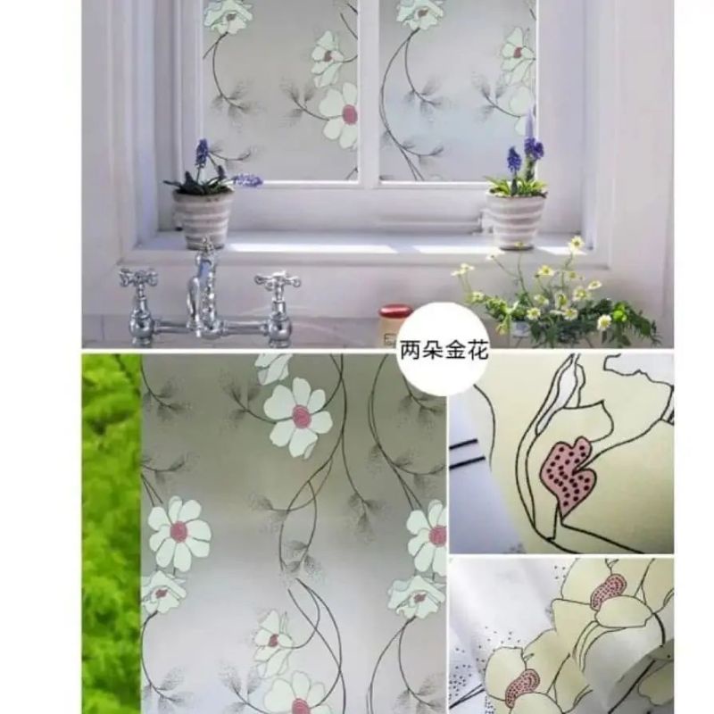 sticker kaca sunblast murah motif bunga minimalis