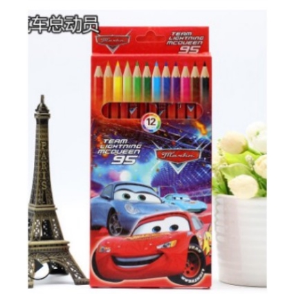 TS01- PSS001 Pensil Warna-warni set isi 12 pcs motif kartun / Crayon Pensil kayu Set isi 12 Karakter kartun