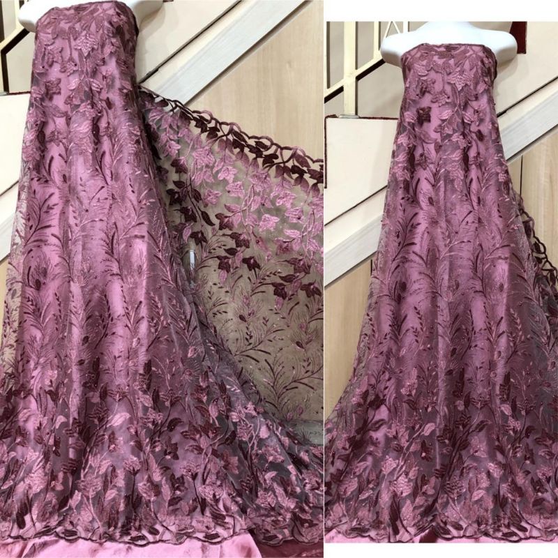 Kain Tile/Tulle Bordir Glitter (Harga 1/2 Meter)