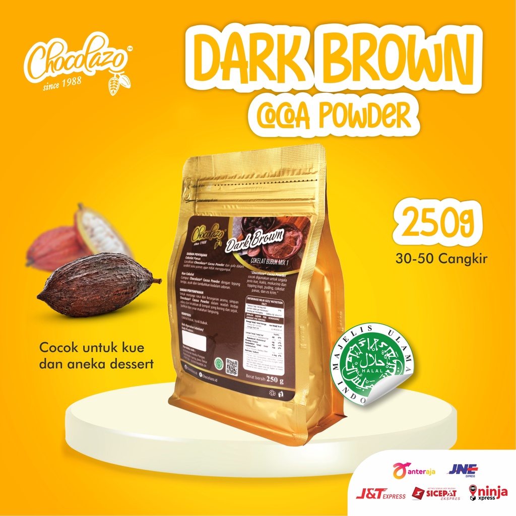 

Coklat Bubuk Murni 250g Chocolazo Dark Brown - Premium Cocoa Powder - Pure Dark Chocolate Tanpa Gula