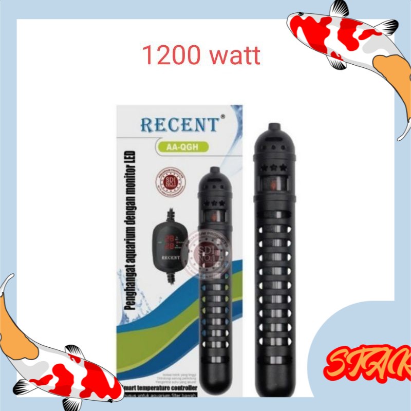 aquarium kolam ikan SMART heater RECENT QGH auto 1200 watt