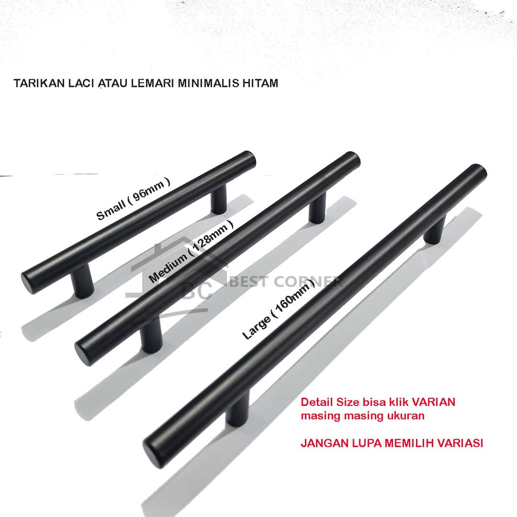 Tarikan Laci Atau Lemari Bulat Minimalis Hitam Pipa 12