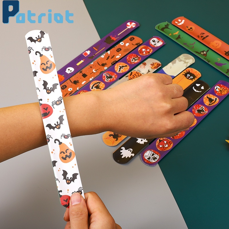 [ 1 Pc Creative Halloween Pumpkin Snap Ring Slap Bracelets For Festival ]