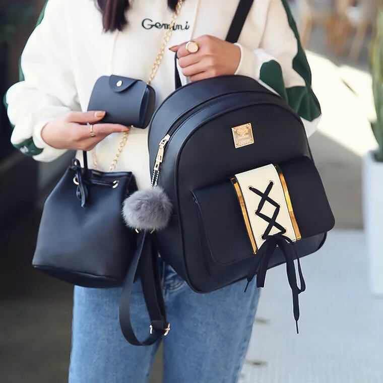 SH1236 TAS [3in1] PUNGGUNG WANITA [1 kilo muat 2 set] / grosir tas ori batam / ransel wanita