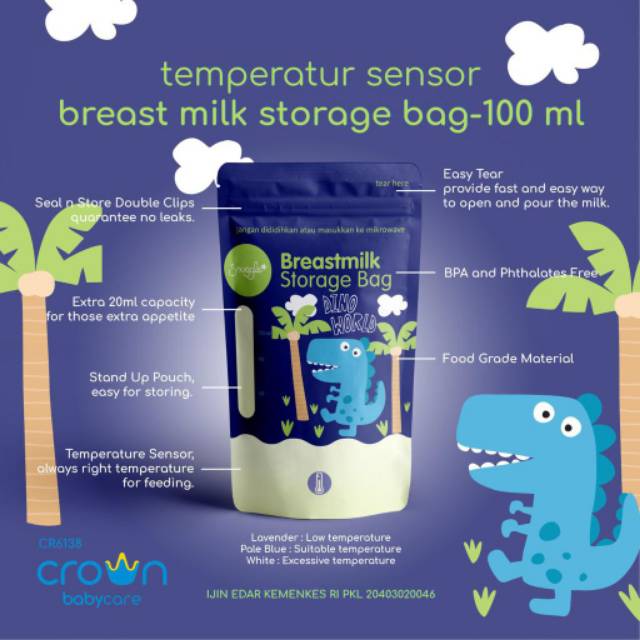 CROWN Kantong Asi Double Zipper 30pcs vol 120ml ( 100-20 ML ) BPA FREE