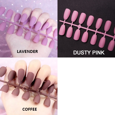 24Pcs  Set Kuku Palsu Tanpa Lem Fake Nails Warna Matte untuk Dekorasi Nail Art