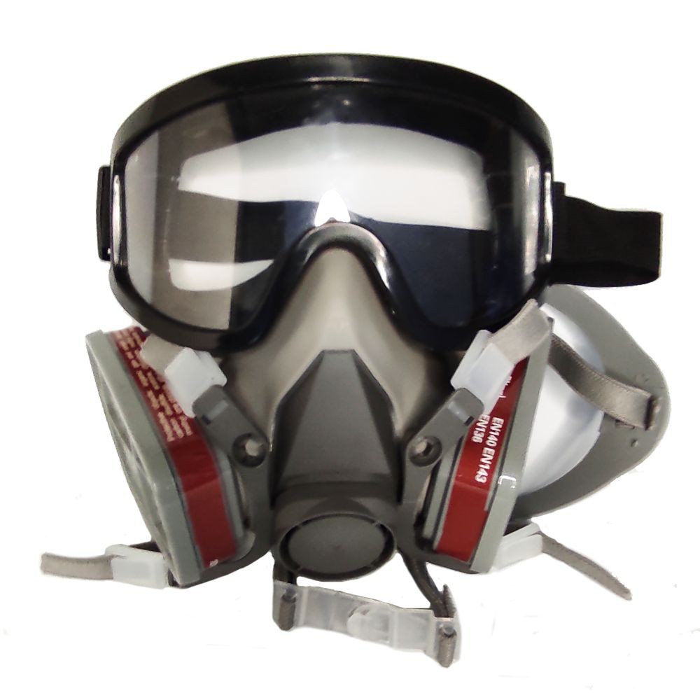 PAKET MASKER RESPIRATOR GAS MASK 6200 DAN GOOGLE SAFETY CLEAR