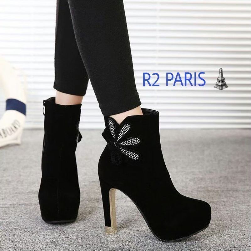 boot heels fashion wanita boot heels kekinian bunga mata