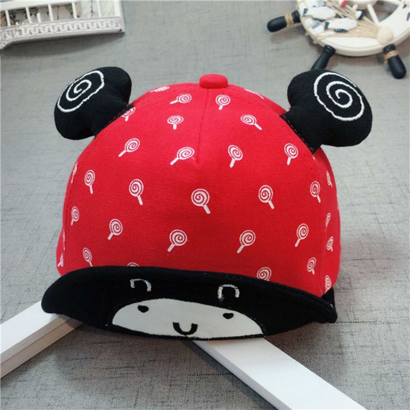 Topi anak bayi baseball Lollipop baby cap hat import-Merah