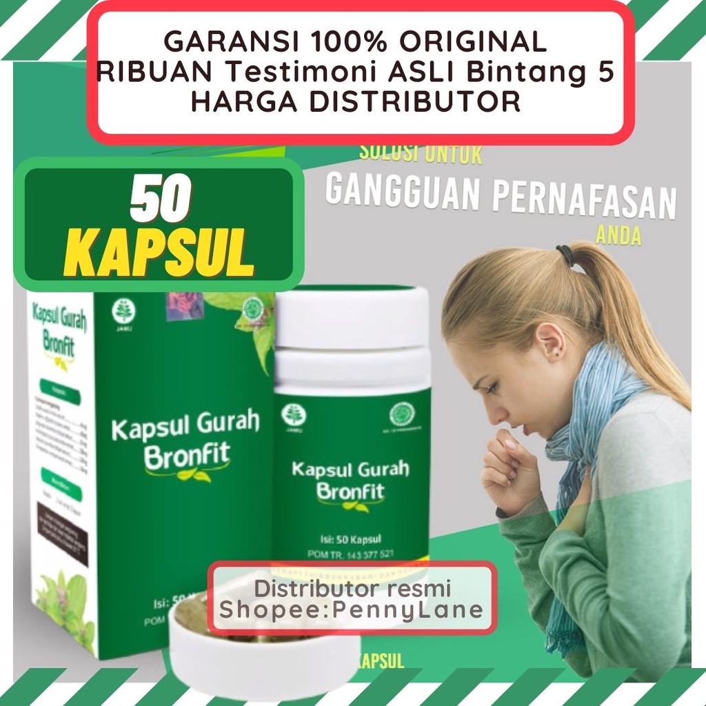 Gurah Bronfit 100% Original (ISI 50 KAPSUL) Kemasan Baru Produksi Naturafit