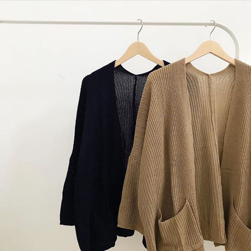CARDIGAN RAJUT TEBAL OVERSIZE / BEST SELLER!!-Hitam
