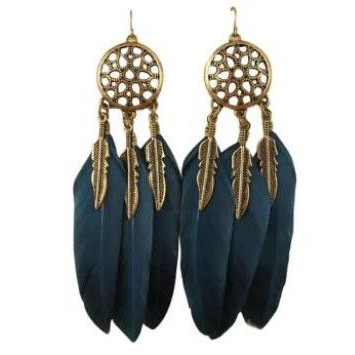 Anting Pesta Boho Bohemian - Anting Gantung Bulu Import