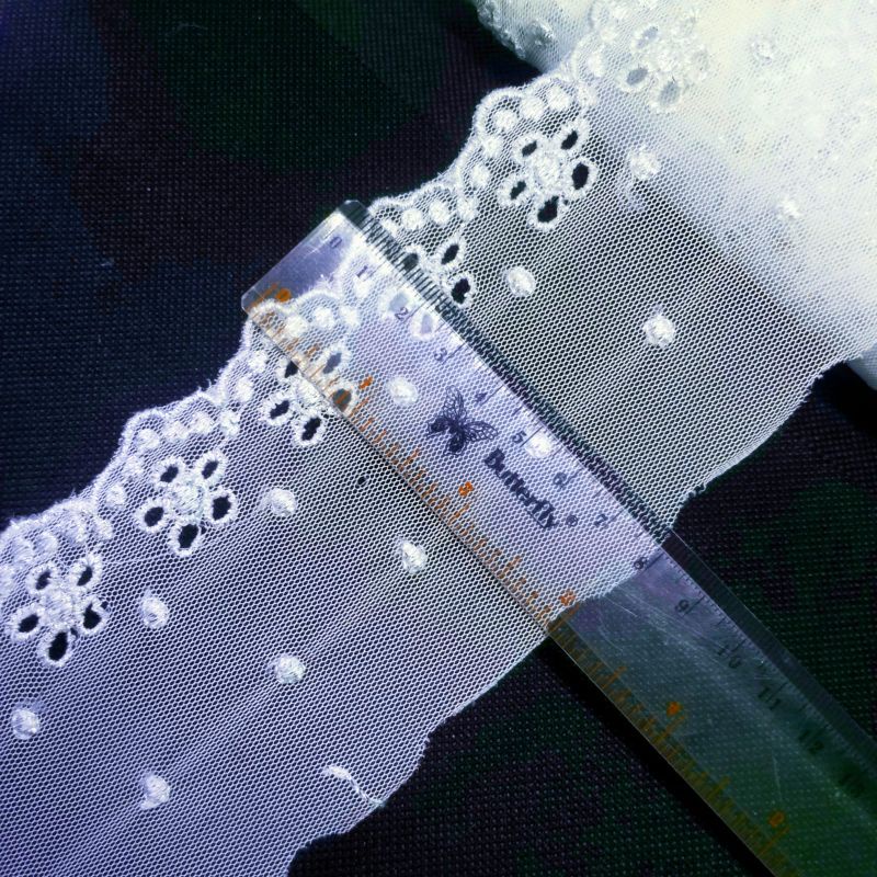 PER METER RENDA TILE WARNA METALIK/PERAK LEBAR 8CM