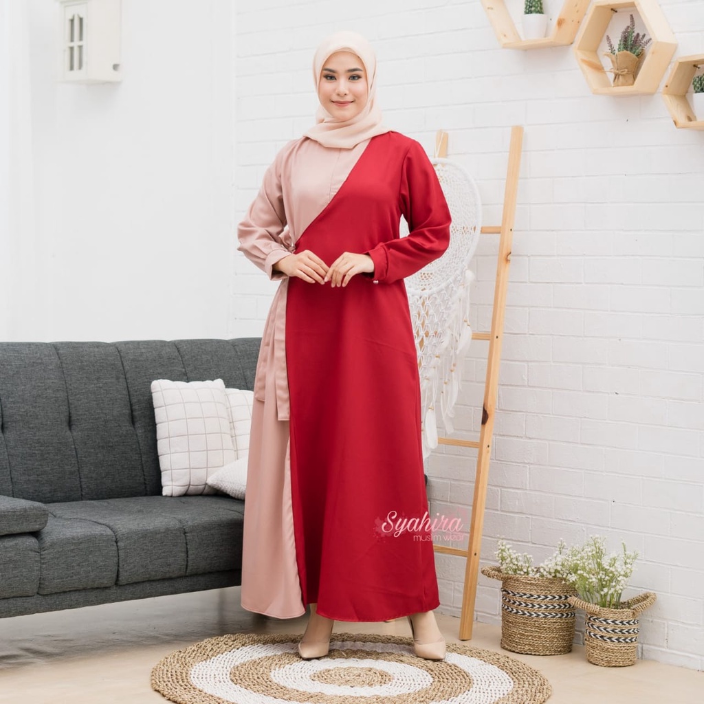 gamis hitam wanita kekinian tali samping jumbo ld 130  terbaru dan kekinian mewah simple elegan murah