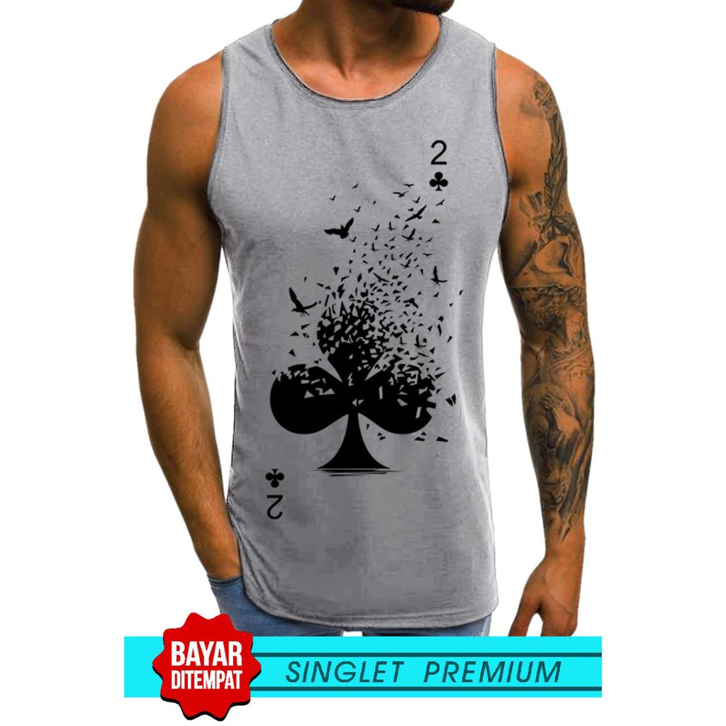 SINGLET LEKBONG PRIA (Kartu Poker) / SINGLET LEKBONG GYM /LEKBONG / SINGLET/KAOS DALAM PRIA/KUTANG