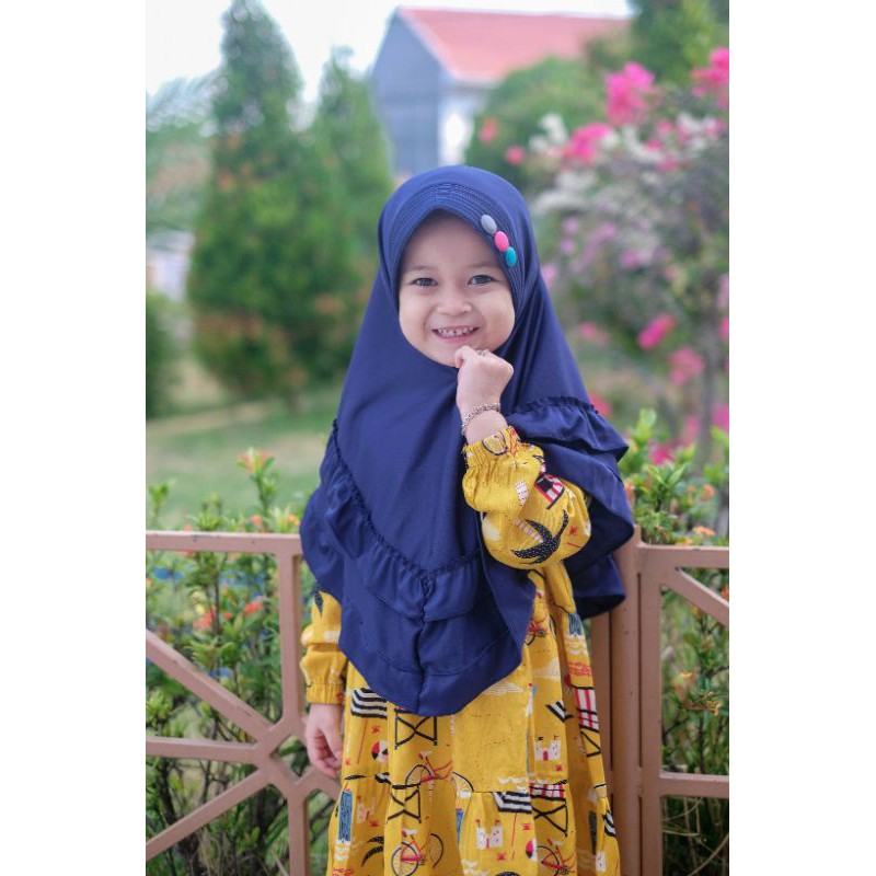 Kerudung Anak 3 KANCING Usia 3-7 th all size