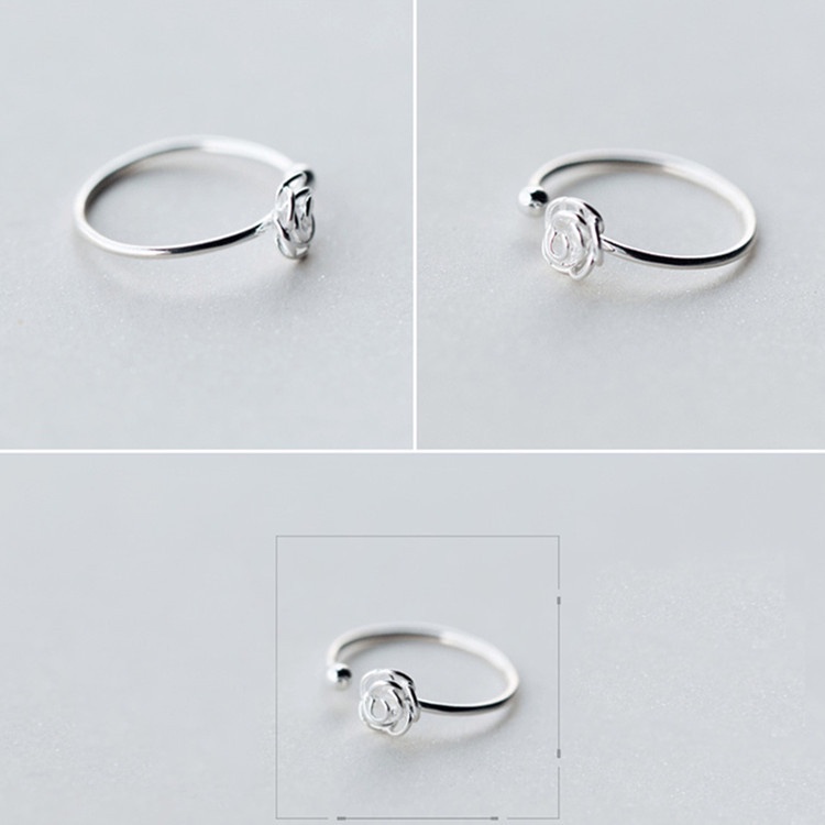 6 styles silver electrocardiogram heartbeat line rose not rusty opening adjustable men's and women's ring Korean version of simple jewelry accessories