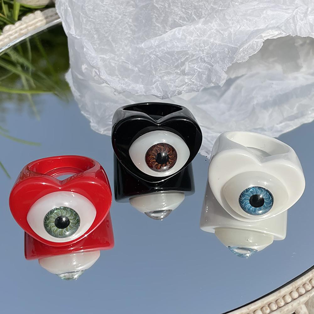 Nickolas1 Cincin Resin Aesthetic Kreatif Wanita Gaya Goth Gaya Dingin Punk Demon Eye Ring