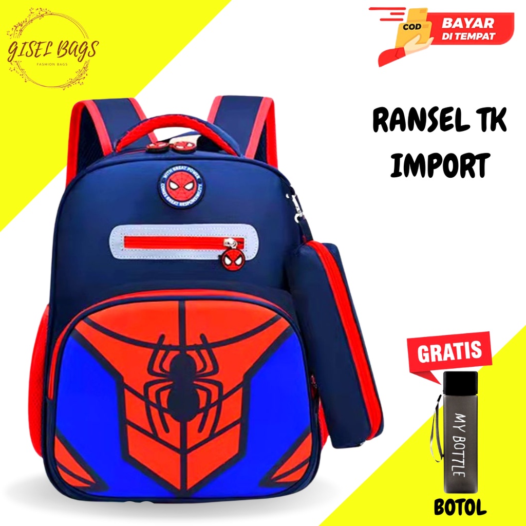 Ransel anak laki laki sekolah tk gambar karakter superhero import