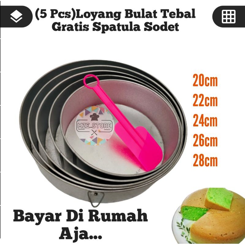 LOYANG KUE BOLU BULAT 5 SUSUN GRATIS SPATULA SODET