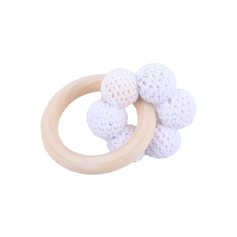 Mary Mainan Rattle Teether Manik-Manik Kayu Untuk Bayi