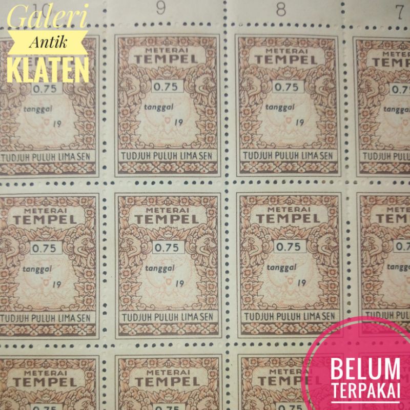 

1pcs Materai Tempel 75 SEN tahun 1960 - 1970 matrai lama Rp 0,75 Rupiah meterai jadul lawas kuno 1961 1962 1963 1964 1966 1965 1967 1968 1969