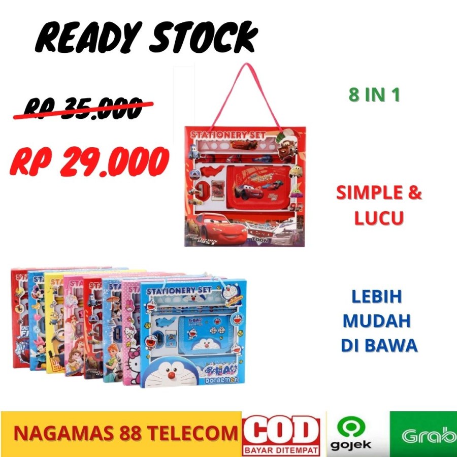 

ALAT TULIS STUDY SET PENSIL STATIONERY SET 8 IN 1 KARAKTER KARTUN LUCU