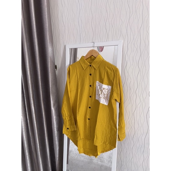 KEMEJA NILA RENDA SAKU |KEMEJA KUNING |KEMEJA JAMAN NOW | KEMEJA CANTIK | KEMEJA WARNA WARNI | TUNIK