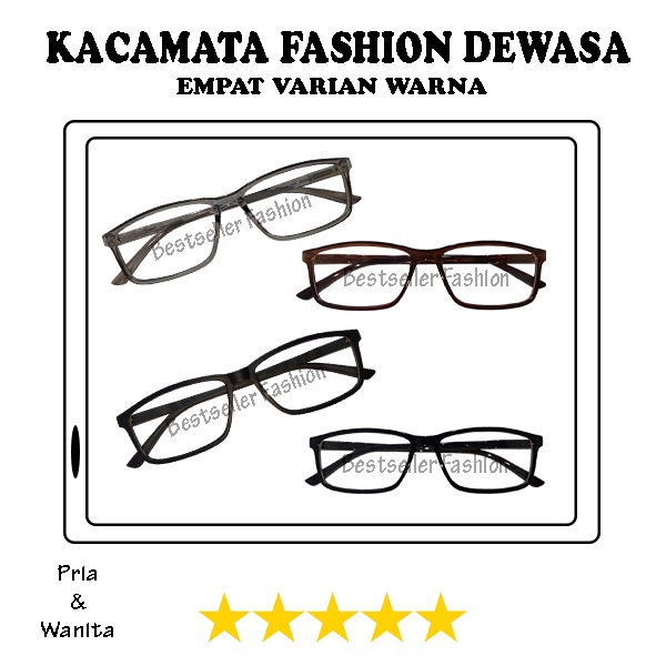 Kacamata Wanita Pria Lensa Transparan Fashion Eyewear Frame Persegi Panjang Kaca Mata Gaya Unisex NO CASE