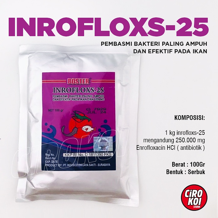 Inrofloxs 25 Booster / Antibiotik Ikan / Serbuk 100gr / INROFLOXS-25 / inroflox 25 / inroflox