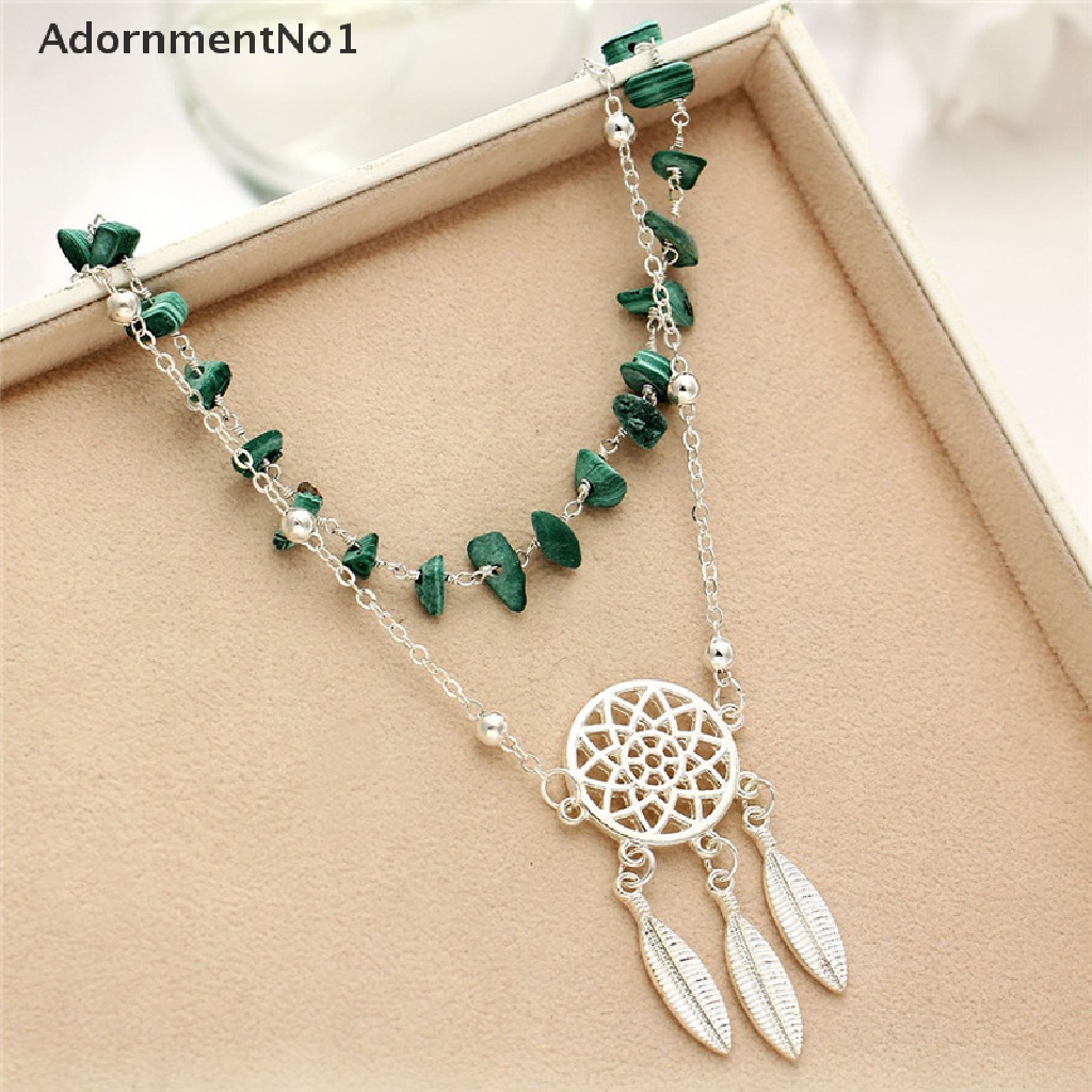 (AdornmentNo1) Gelang Kaki Rantai Multisusun Hias Manik + Dreamcatcher Gaya Boho