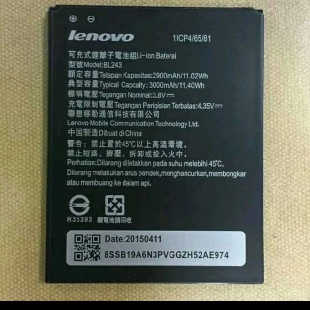 Baterai Lenovo A7000 BL-243 Original